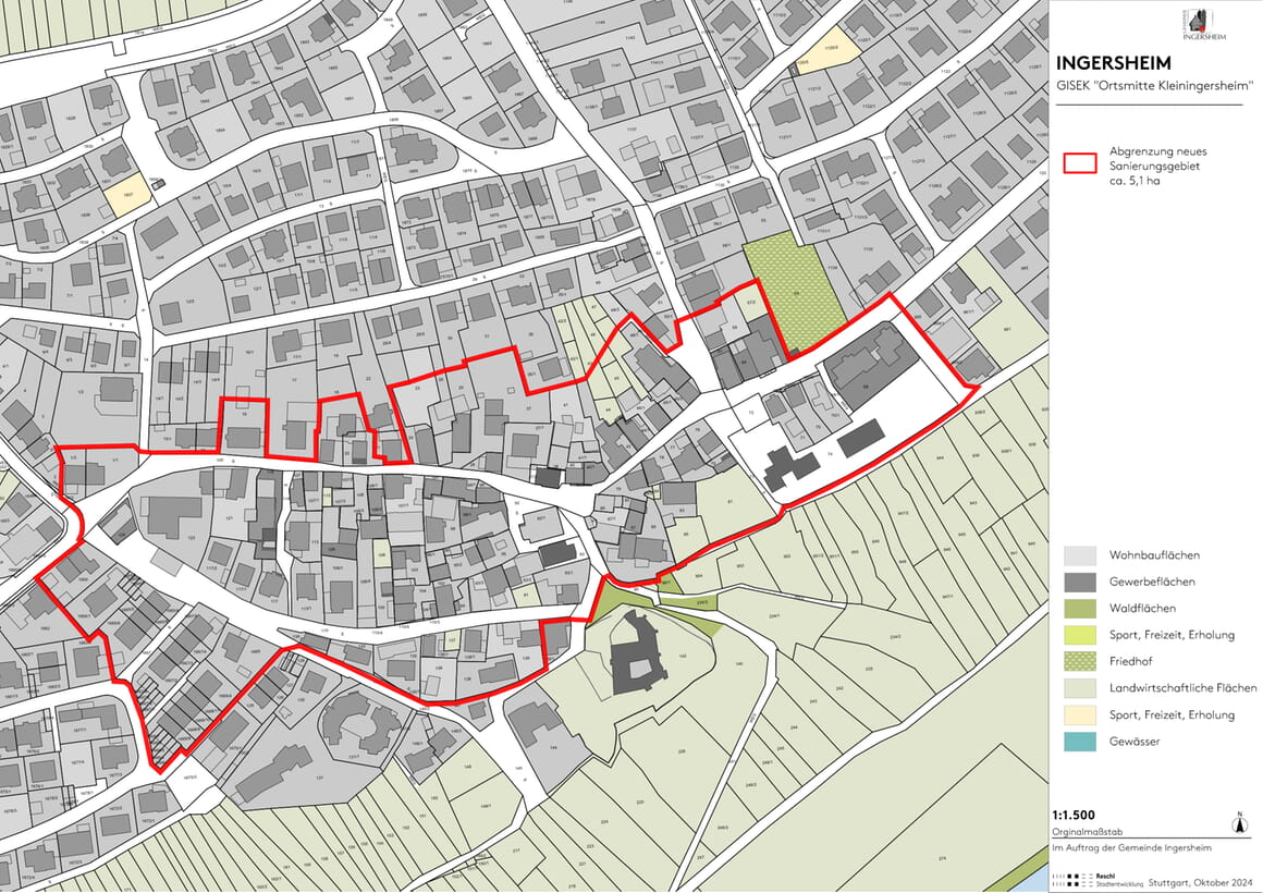 Abgrenzungsplan Sanierungsgebiet "Ortsmitte Kleiningersheim"