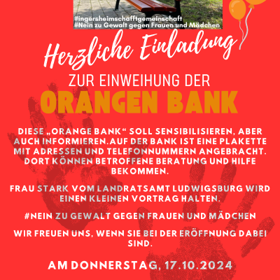 Einweihung der orangenen Bank 